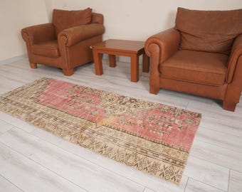 Oushak Runner 3x7,Vintage Runner Rug,Turkish Rug Runner,3x7 Runner Rug,Faded Rug,Vintage Rug 3x7,Turkish Runner,Muted Rug,Wool Runner,1467