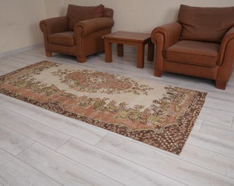 Oushak Runner 4x9,Vintage Runner Rug,Turkish Rug Runner,4x9 Runner Rug,Faded Rug,Vintage Rug 4x9,Turkish Runner,Muted Rug,Wool Runner,743