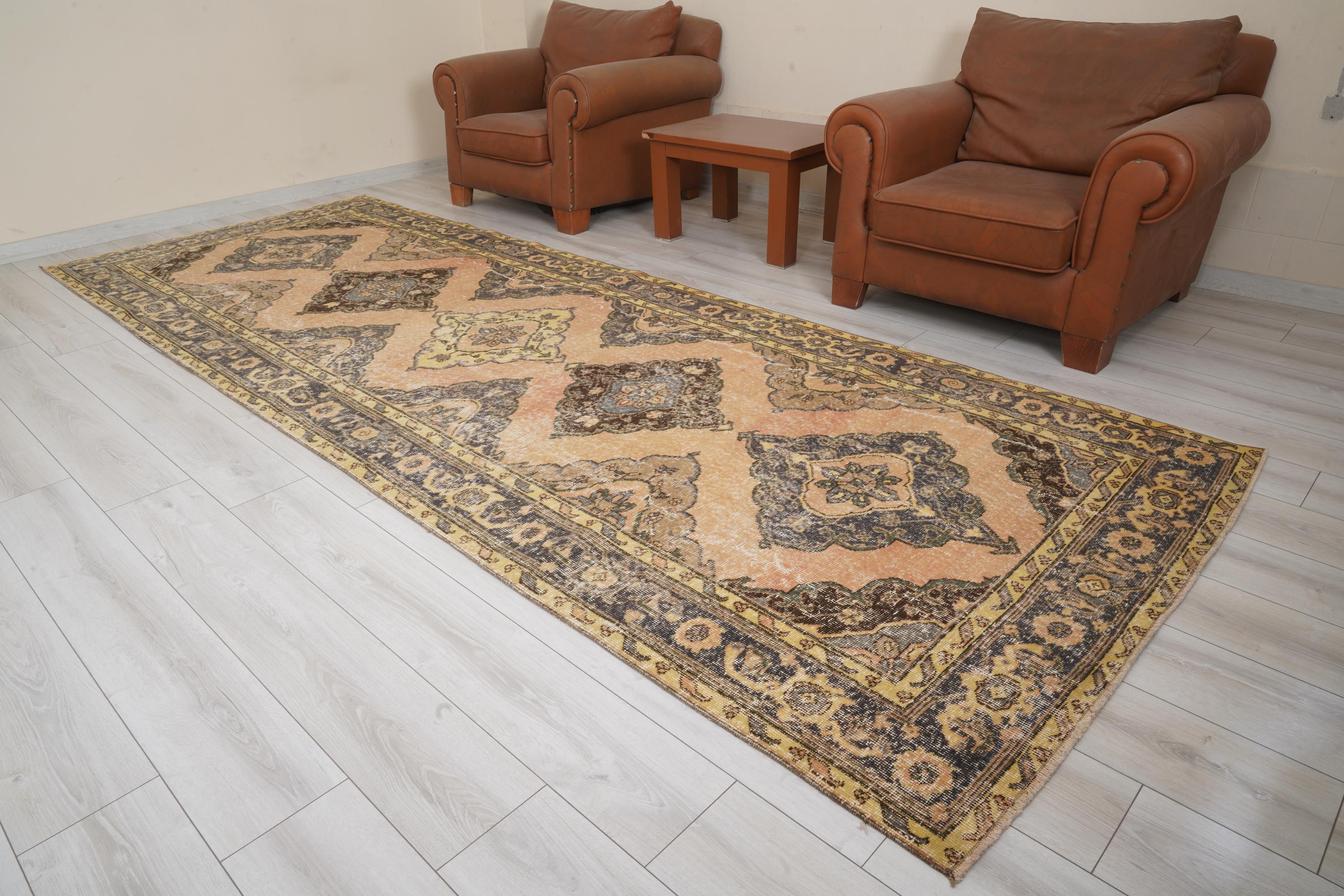 Vintage Teppich Läufer 1300 x 130,Türkischer Teppich Läufer,Teppich 130x130,Grauer Teppich Läufer,Teppich 130x130,Gummiteppich,Wollteppich,