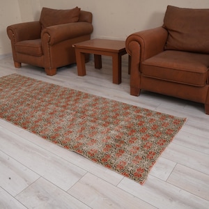 Oushak Runner 3x8,Vintage Runner Rug,Turkish Rug Runner,3x8 Runner Rug,Faded Rug,Vintage Rug 3x8,Turkish Runner,Muted Rug,Wool Runner,305