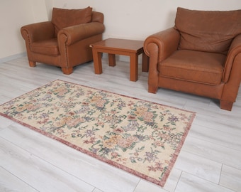 Oushak Rug 3x6,Vintage Turkish Rug,3x6 Area Rug,Faded Oushak Rug,Muted Turkish Rug,Vintage Rug 3x6,Antique Area Rug,Wool Rug,Soft Rug,808