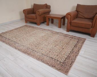 Oushak Teppich 150x250, Vintage Türkischer Teppich, Ausgeblichener Oushak Teppich, Vintage Teppich 150x250, Antiker Wollteppich,Weicher Teppich,1006