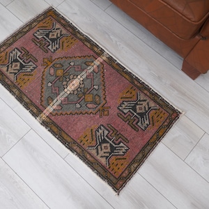 Vintage Turkish Rug,2x3 Door Mat Rug,Vintage Mini Rug,Oushak Rug 2x3,Turkish Small Rug,Mini Rug 2x3,Wool Door Mat,Soft Rug,Vintage Rug,562