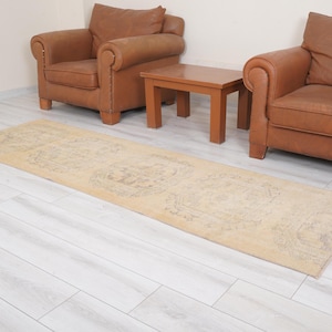 Oushak Runner 3x8,Vintage Runner Rug,Turkish Rug Runner,3x8 Runner Rug,Faded Rug,Vintage Rug 3x8,Turkish Runner,Muted Rug,Wool Runner,664