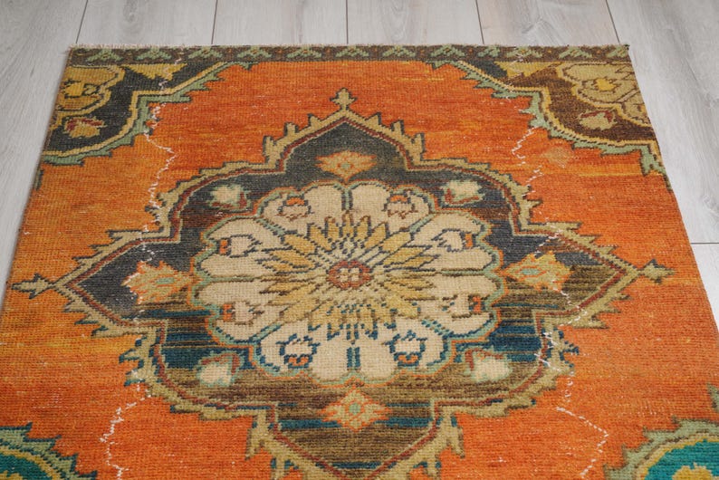 3x12 Runner,Oushak Runner Rug,Turkish Runner 3x12,Vintage Runner,Natural Gift Rug,Anatolian Runner Rug,3x12 Turkish Rug,Handmade Runner,1404 image 9
