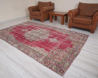 Oushak Rug 6x9,Vintage Turkish Rug,6x9 Area Rug,Faded Oushak Rug,Muted Turkish Rug,Vintage Rug 6x9,Antique Area Rug,Wool Rug,Soft Rug,645