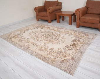 Oushak Teppich 150x250, Vintage Türkischer Teppich, 150x250, Ausgeblichener Oushak Teppich, Vintage Teppich 150x250, Antiker Wollteppich,Weicher Teppich,814