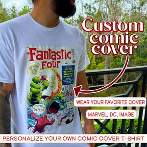 Camiseta de cómic con portada personalizada, camiseta de portada de Marvel DC, camiseta de superhéroe, portada de cómic, camiseta de cómic vintage, tu propia portada de cómic