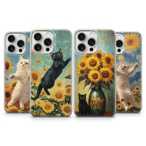 Van Gogh  Phone Case Cat Yellow Eyes  cover fits iPhone 12 Pro, iPhone 16 Plus, Samsung S24, A53, S21, S23 Ultra