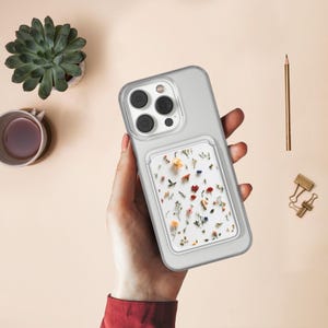 Monedero magnético Cosmos Plant Magsafe con margaritas gerberas y tarjetero compatible con iPhone 16, iPhone 14, iPhone 13 Pro, 12 Mag Safe