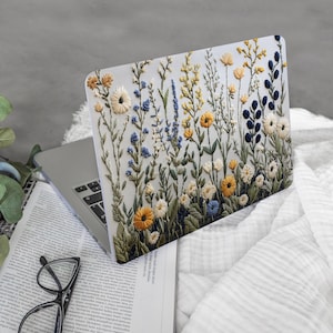 Coque pour ordinateur portable Meadow Flowers brodée pour ordinateur portable, housse pour MacBook Pro 16 15, Air 13 14, cadeau pour propriétaire de MAC