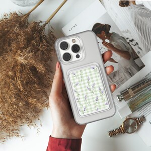 Lavandula Stoechas Magsafe Wallet Portatarjetas magnético color lavanda pastel se adapta a iPhone 16, iPhone 14, iPhone 13 Pro, 12 Mag Safe