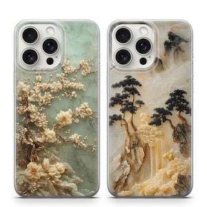 Coque pour portable Aesthetic Landscape, Jade Carving, compatible avec iPhone 12 Pro, iPhone 16+, Samsung S24, A53, S21, S23 Ultra, Google pixel 9, 6A
