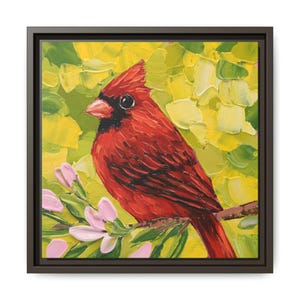 Red Cardinal Art Print - Bird Canvas Wall Art - Framed Bird Poster - Framed Art - Cardinal Painting - Home Decor