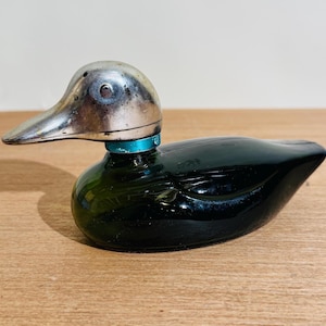 Vintage 1960s Avon Mallard Duck Green Cologne Shaped Bottle