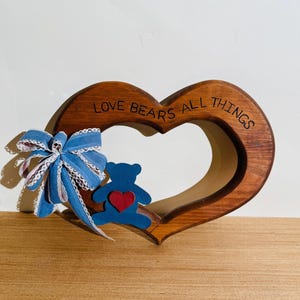 Love Bears All Things Wooden Heart Shaped Wall Hanging