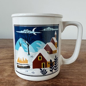 Genuine Handcrafted Stoneware &quot;Snowy Mountain&quot; Mug made in Japan