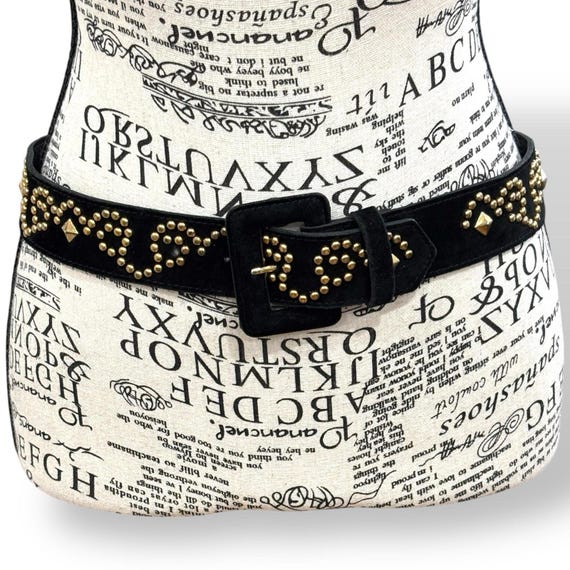 Vintage EXPRESS Black Suede Belt Bras Medallions Vintage EXPRESS Black Suede Belt Bras Medallions main image 2