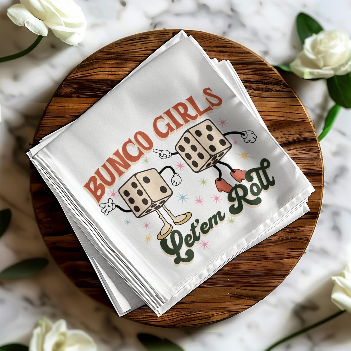 Bunco Girls Napkin, Letem Roll, Dice Napkins, Party Napkins, Bunco ...