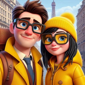 Custom Pixar-Style Cartoon Portrait | Personalized Digital Artwork of Couples, Families & Pets | Unique Gift Illustration