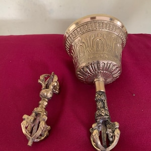 Tibetansk klocka och Vajra-set (15 cm)