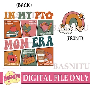 En la era de mi mamá, archivo PNG digital personalizado con nombre para camiseta, equipo de organización de padres retro, maestro, regalo de agradecimiento para mamá, PNG escolar personalizado