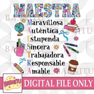 Retro Maestra Digital Png File For Shirt, Spanish Teacher Png, Teacher&#39;s Day Gift, Spanish Teacher Gift, Teacher Life Png, Bilingual Teacher