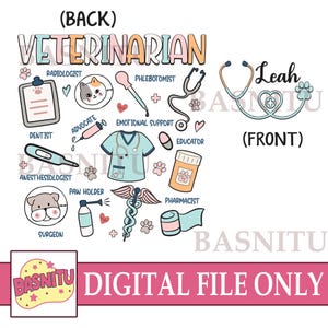 Veterinarian Digital Png File For Shirt, Personalized Veterinarian Png, Pet Lover Png, Future Vet Assistant Png, Vet Assistant Png
