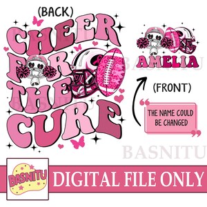 Cheer For The Cure Digital Png File For Shirt, Cancer Support Squad, Football Breast Cancer, Cheerleader, Pink Ribbon CF