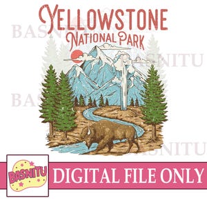 Yellowstone Nationalpark Digitale Png-Datei für Hemd, Naturliebhaber Png, 90er Jahre Vintage-Look, Geschenk für Camper, Camping Natur Ästhetik Png