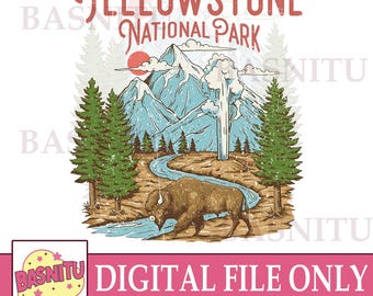 Yellowstone National Park Digital Png File For Shirt, Nature Lovers Png, Vintage Look 90s Png, Gift For Camper, Camping Nature Aesthetic Png
