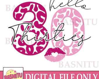 Hello Thirties Digital Png File For Shirt, 30th Birthday, Thirtieth Birthday Png, Birthday Gift, 30th Png, Cute Birthday Png