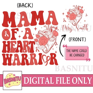 Mama Heart Warrior Arquivo Digital Png Para Camiseta, Heart Warrior Png, Conscientização Sobre Doenças Cardíacas, Conscientização Sobre Chd, Fita Vermelha Png, Cardiologia Png