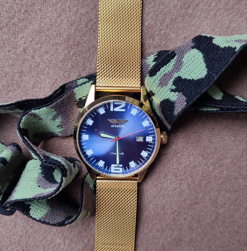 Poljot Aviator Mechanical Watch | Soviet Pilot Wristwatch | Vintage Men's Gift