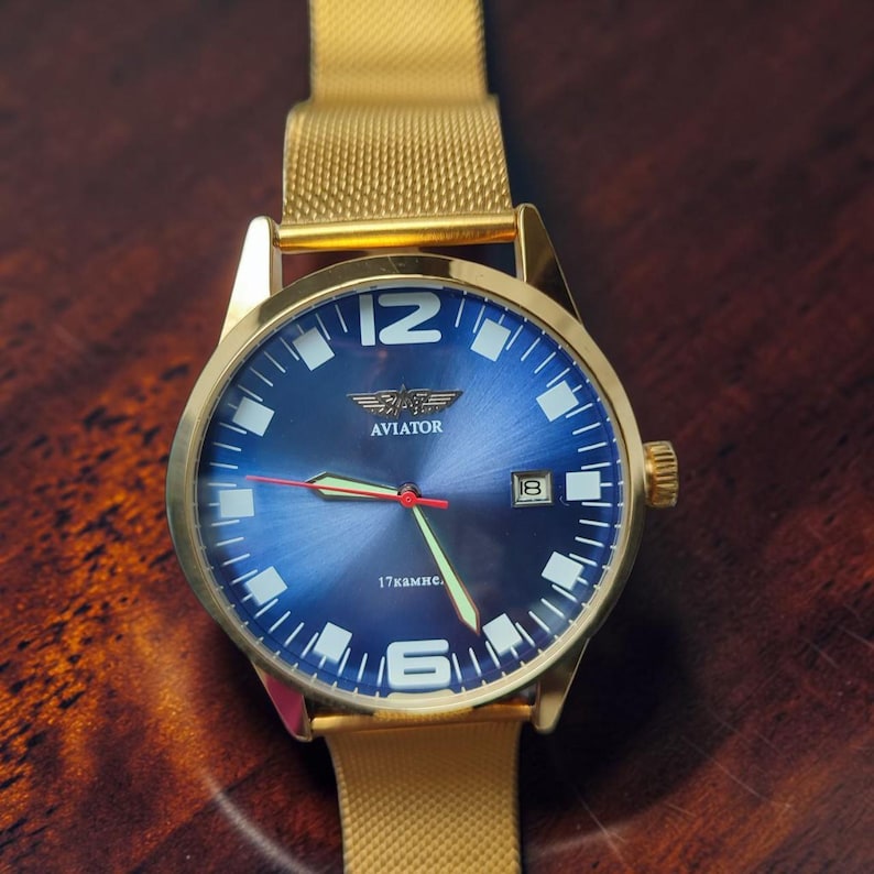 Poljot Aviator Mechanical Watch | Soviet Pilot Wristwatch | Vintage Men's Gift