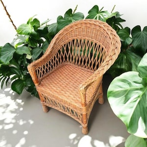Handmade Wicker Rattan Chair – Rustic Willow Armchair for Patio, Backyard & Living Room