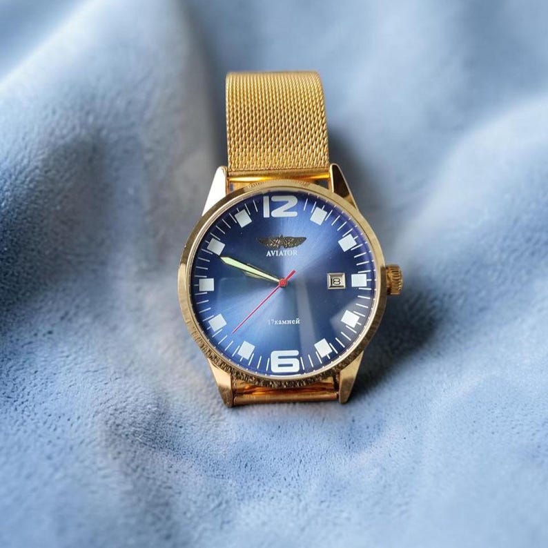 Poljot Aviator Mechanical Watch | Soviet Pilot Wristwatch | Vintage Men's Gift