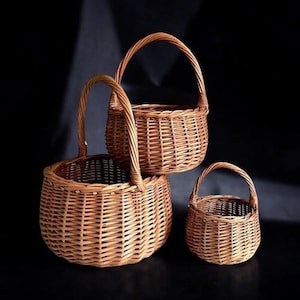 Rustic Flower Girl Basket – Small Wicker Rattan Wedding Basket for Ceremony, Petals & Boho Decor
