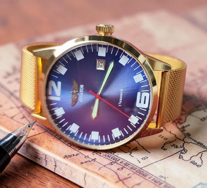 Poljot Aviator Mechanical Watch | Soviet Pilot Wristwatch | Vintage Men's Gift