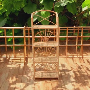 Wicker Shelf Rattan Cabinet Boho Plant Stand Patio Furniture Etagere Bookshelf Rustic.