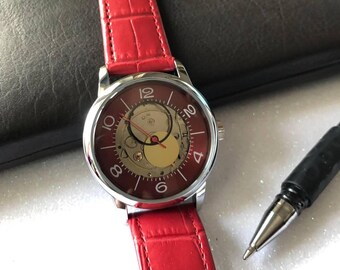 Montre-bracelet mécanique automatique Raketa Copernik | Montre homme soviétique vintage URSS | Rare cadran astronomique rouge