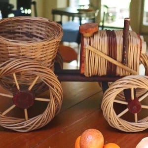Boho Wicker Train Basket Set – Handwoven Fruit and Vegetable Organizer – Decorative Rattan Storage for Kitchen or Table Decor