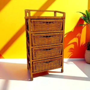 Vintage style, handmade wicker. Boho-style 4-drawer dresser