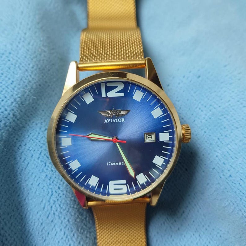 Poljot Aviator Mechanical Watch | Soviet Pilot Wristwatch | Vintage Men's Gift