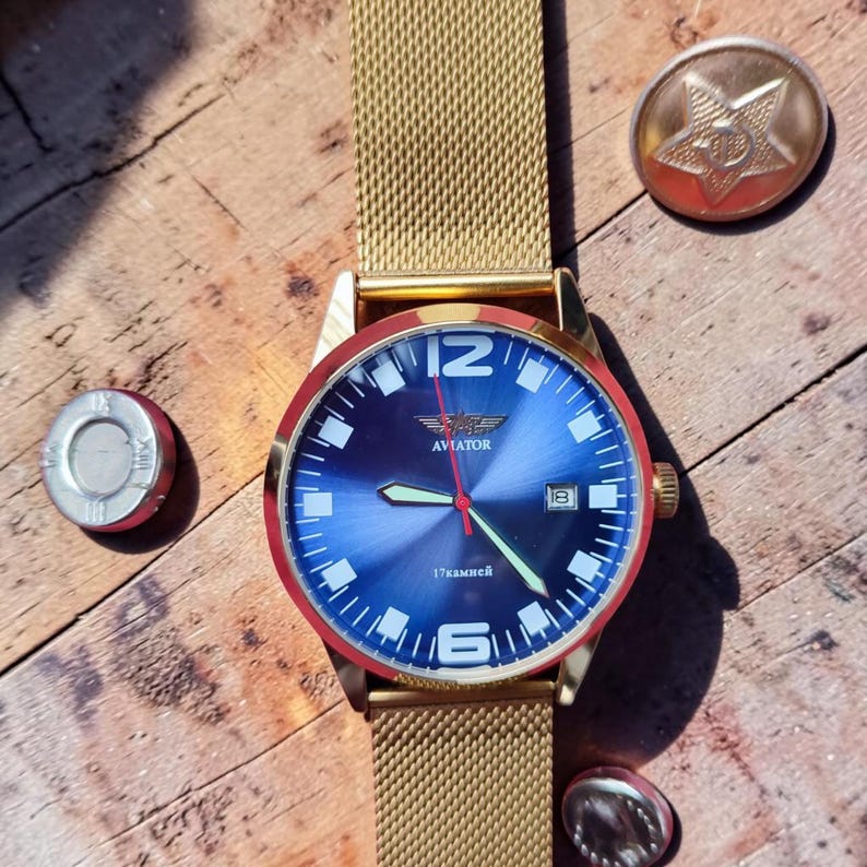 Poljot Aviator Mechanical Watch | Soviet Pilot Wristwatch | Vintage Men's Gift