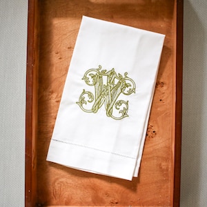 Monogram Vintage Vine Linen Hand Towel | Hostess Gifts | Home Gifts | Wedding Gifts | European Linen