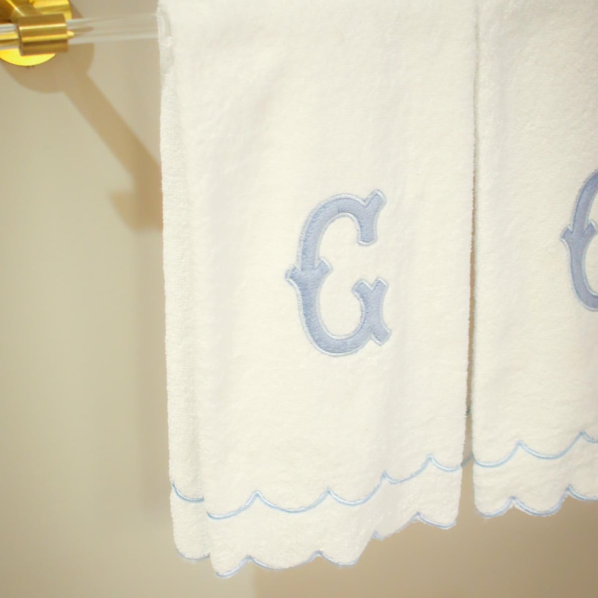 Custom Blue Appliqué Scalloped Hand Towel | Appliqué Towels | Custom Gifts | Gifts for Home - Etsy
