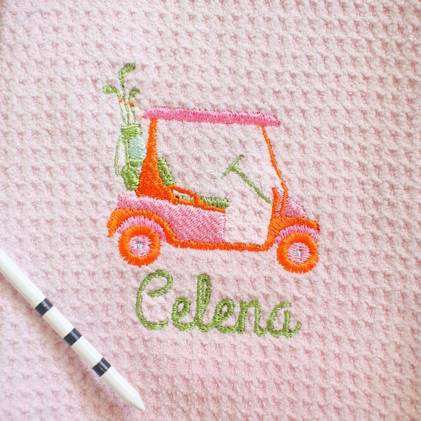 Custom Pink Embroidered Golf Towel | Gifts for Her | Golf Gifts | Bridesmaid's Gifts