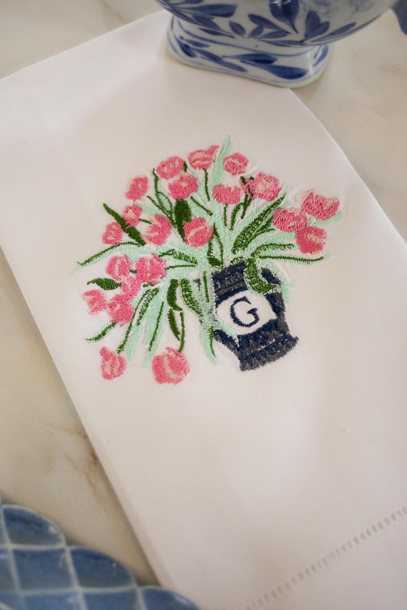 grantembroidery Ginger Jar Embroidered Hand Towel - Thumbnail 2