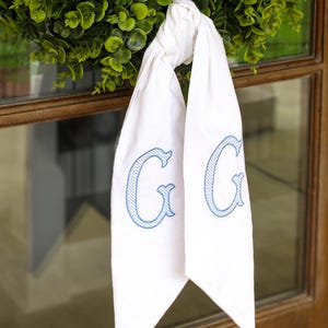 Monogrammed Cotton Wreath Sash | Diamond Initial | Hostess Gifts | Home Decor | Grandmillenial Home